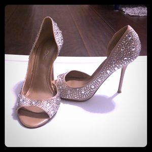 Aldo satin champagne gold rhinestone sandals